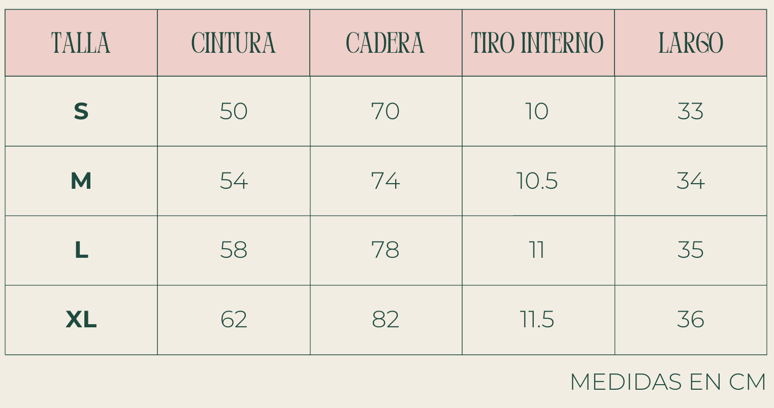 Guía de tallas Muv&Glow