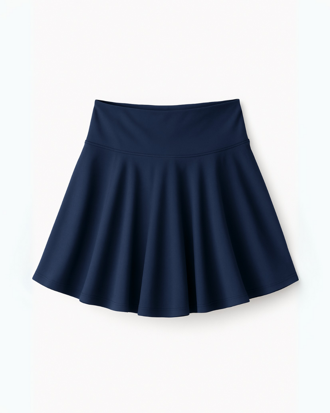 Vista flat lay de la falda deportiva The Core Skirt navy de Muv&Glow.